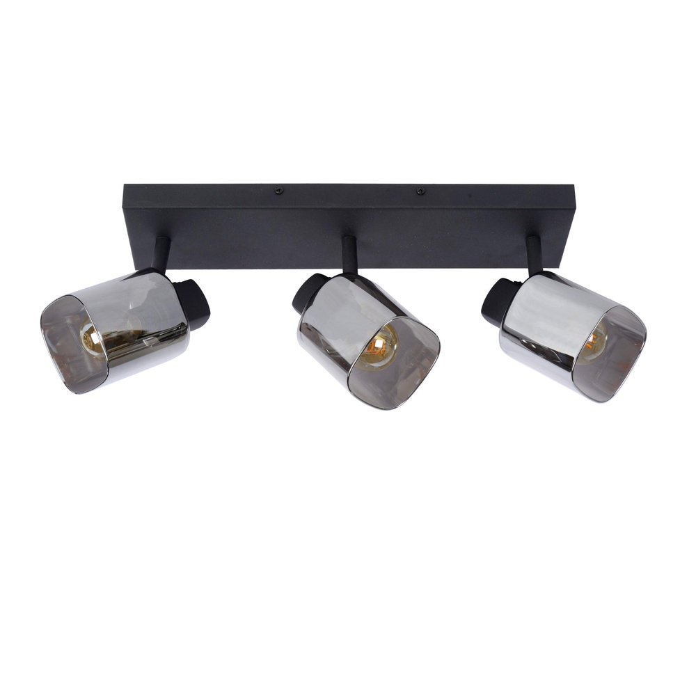 Lucide PlafondlampAlion 3-lichts zwart met smoke glas - 17999/03/30